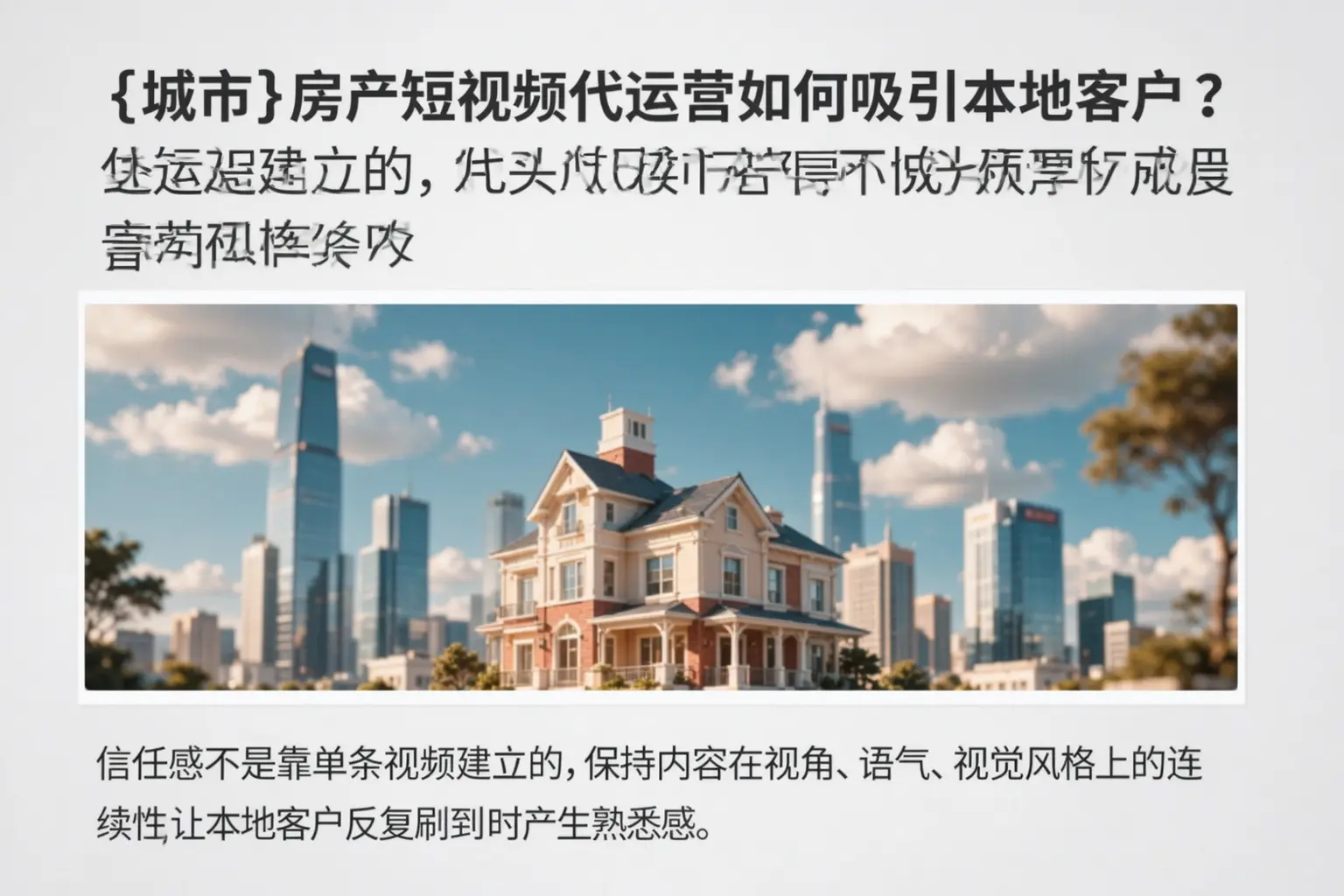 大同房产短视频代运营如何吸引本地客户？