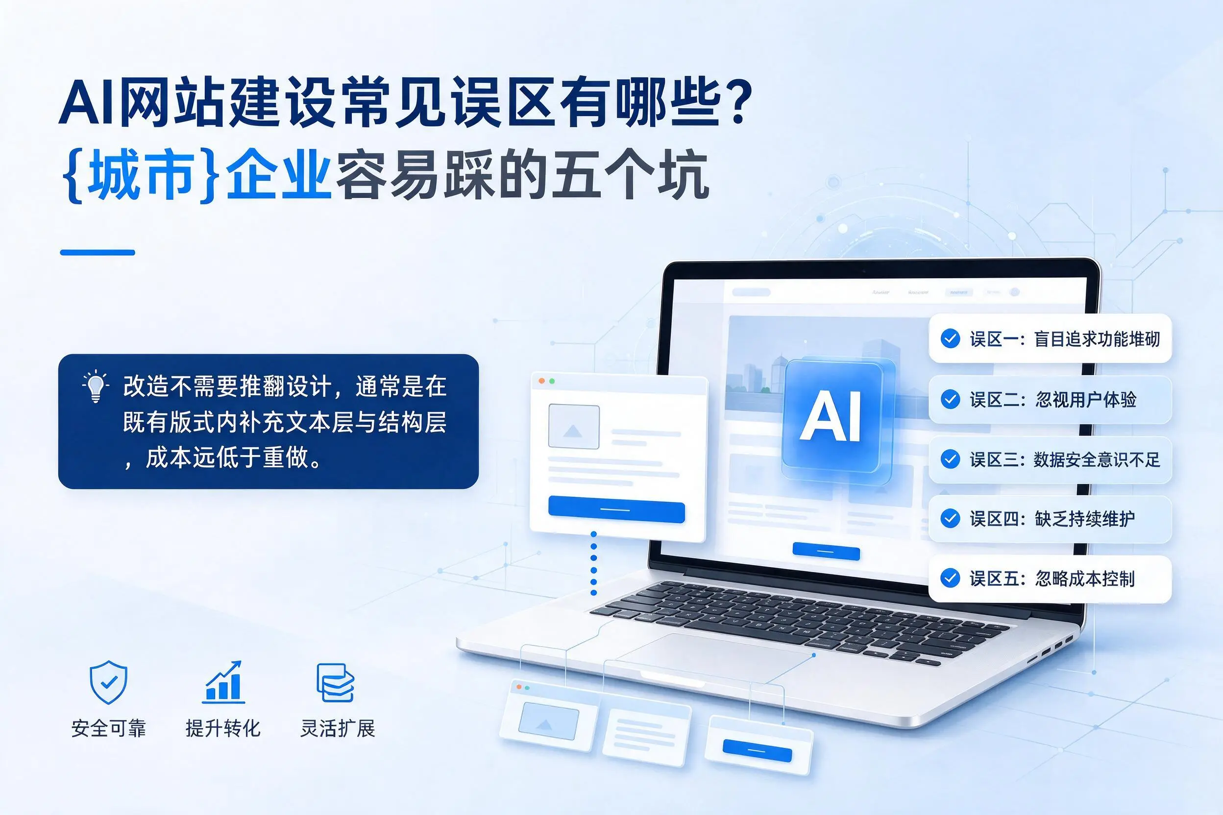 AI网站建设常见误区有哪些?大同企业容易踩的五个坑