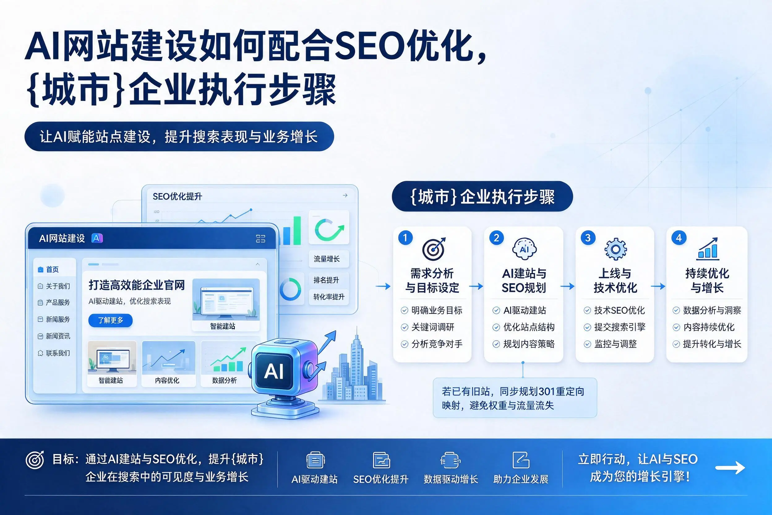AI网站建设如何配合SEO优化,大同企业执行步骤