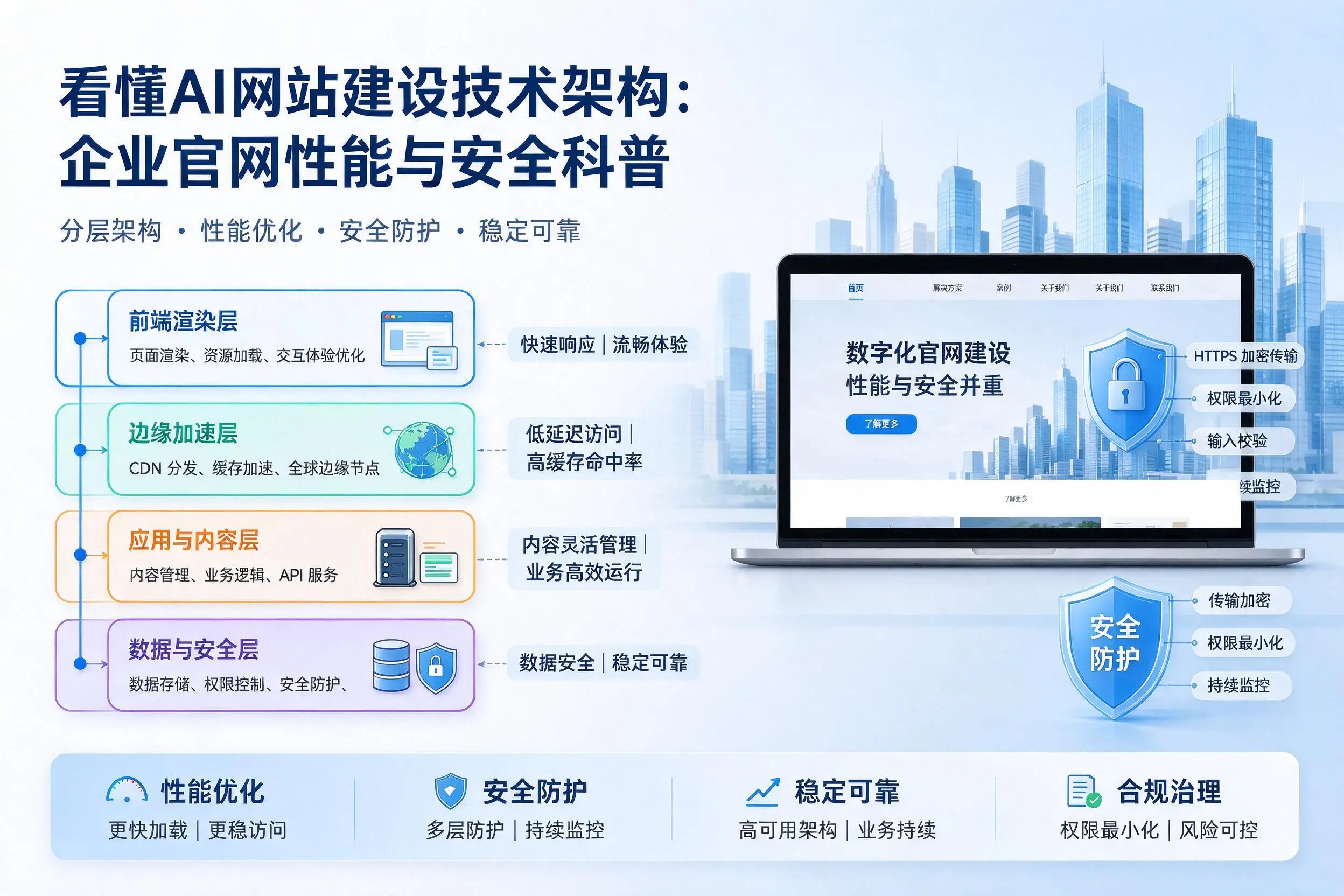 看懂AI网站建设技术架构:大同企业官网性能与安全科普