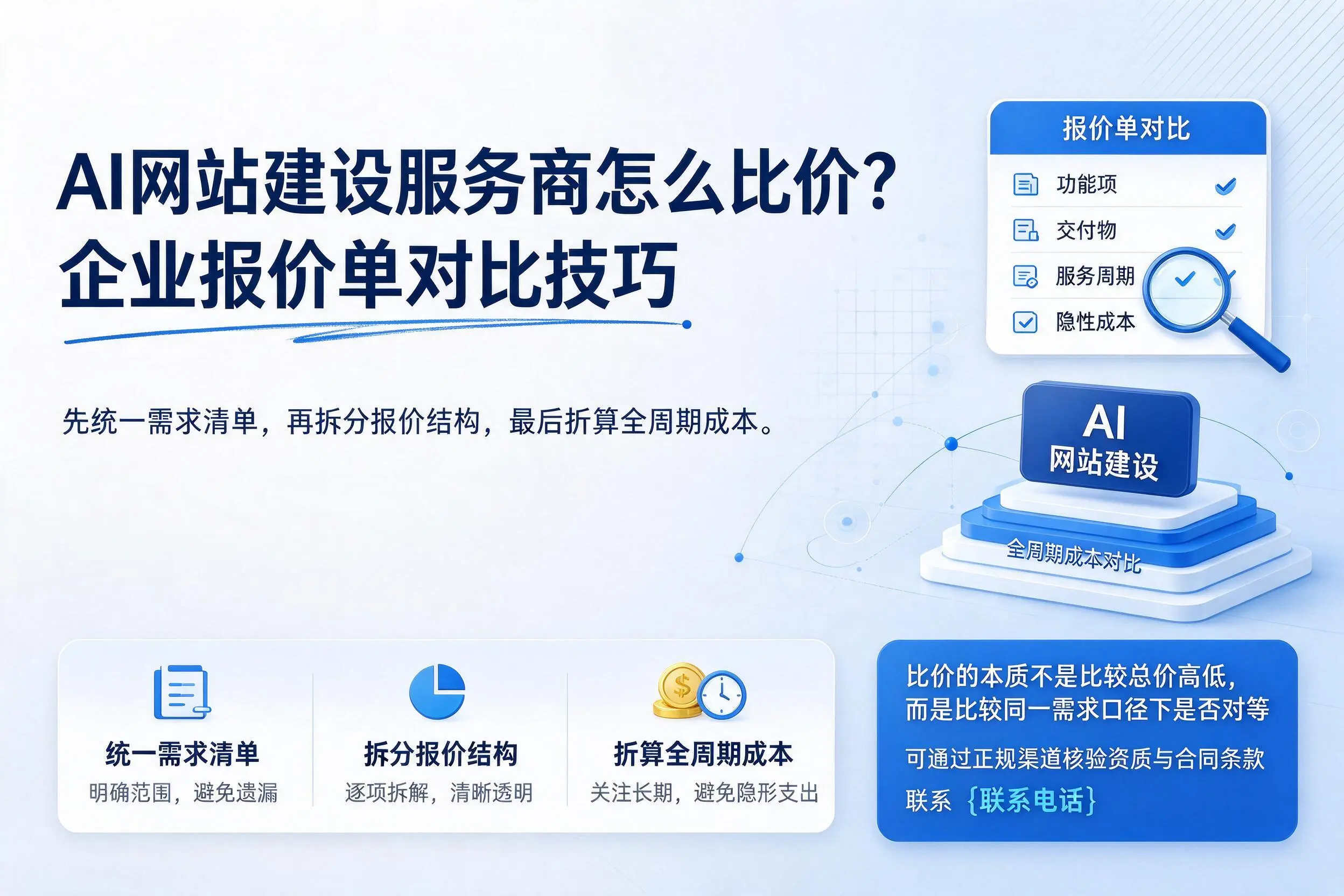 AI网站建设服务商怎么比价?大同企业报价单对比技巧