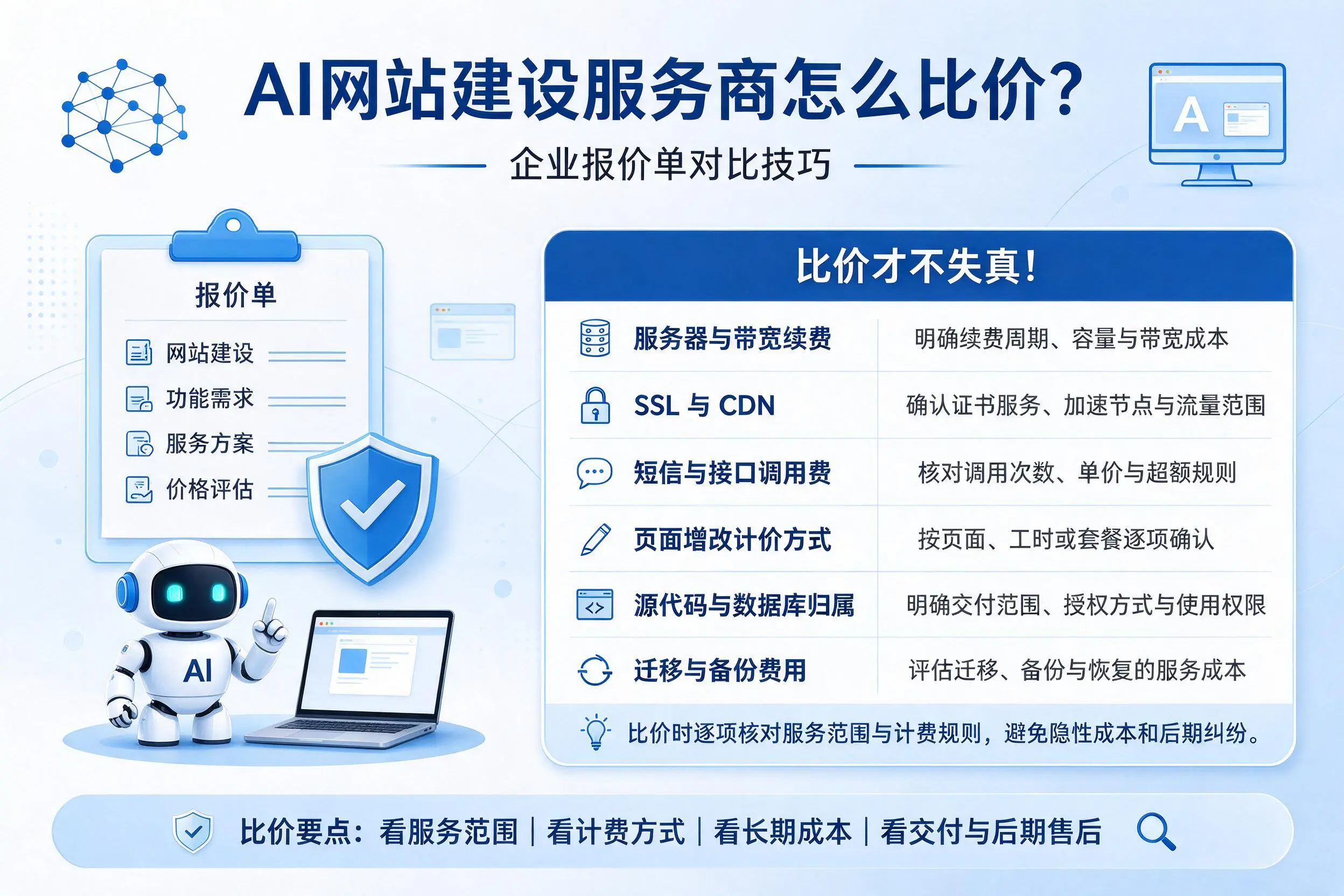 AI网站建设服务商怎么比价?大同企业报价单对比技巧