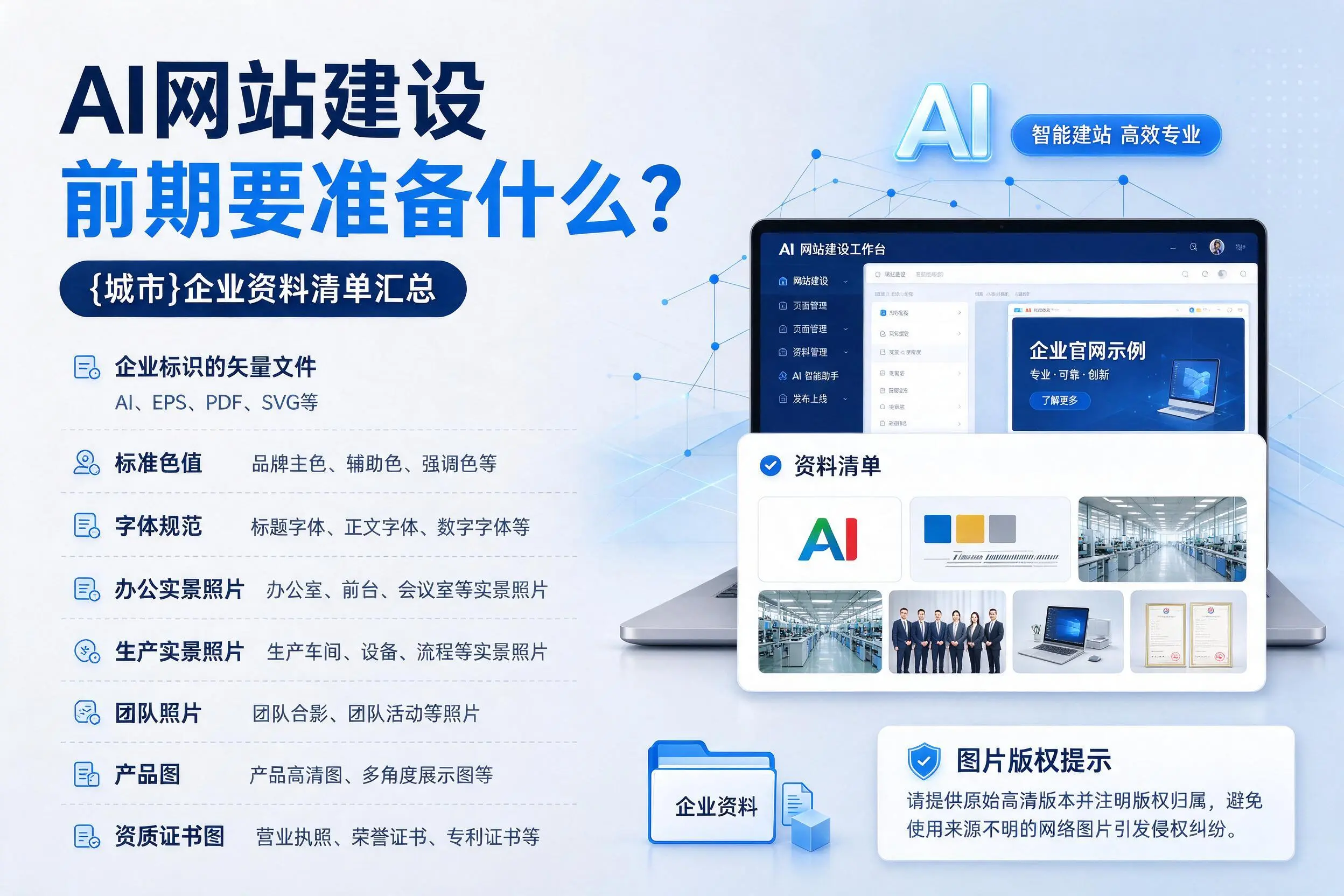 AI网站建设前期要准备什么？大同企业资料清单汇总