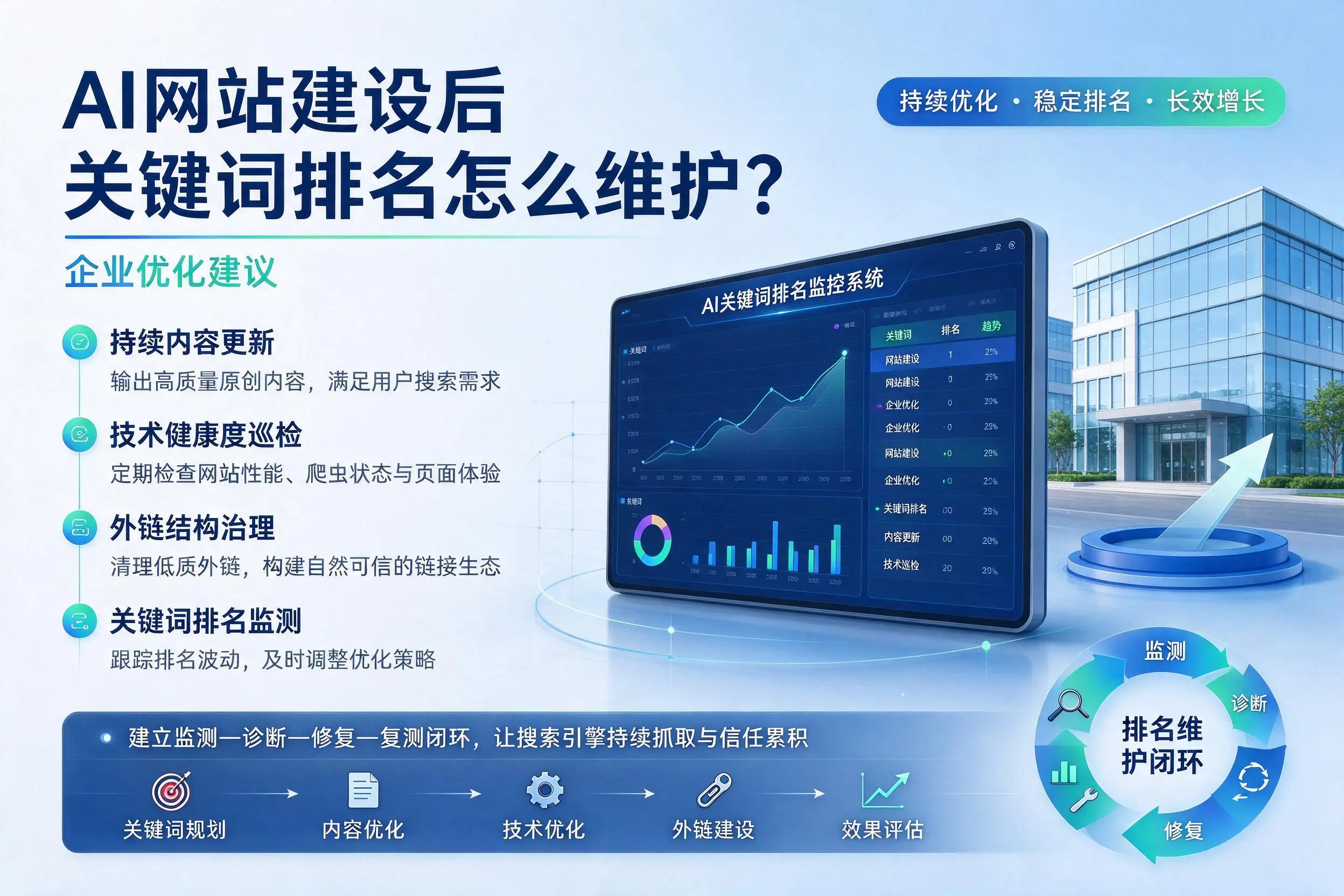 AI网站建设后关键词排名怎么维护？大同企业优化建议