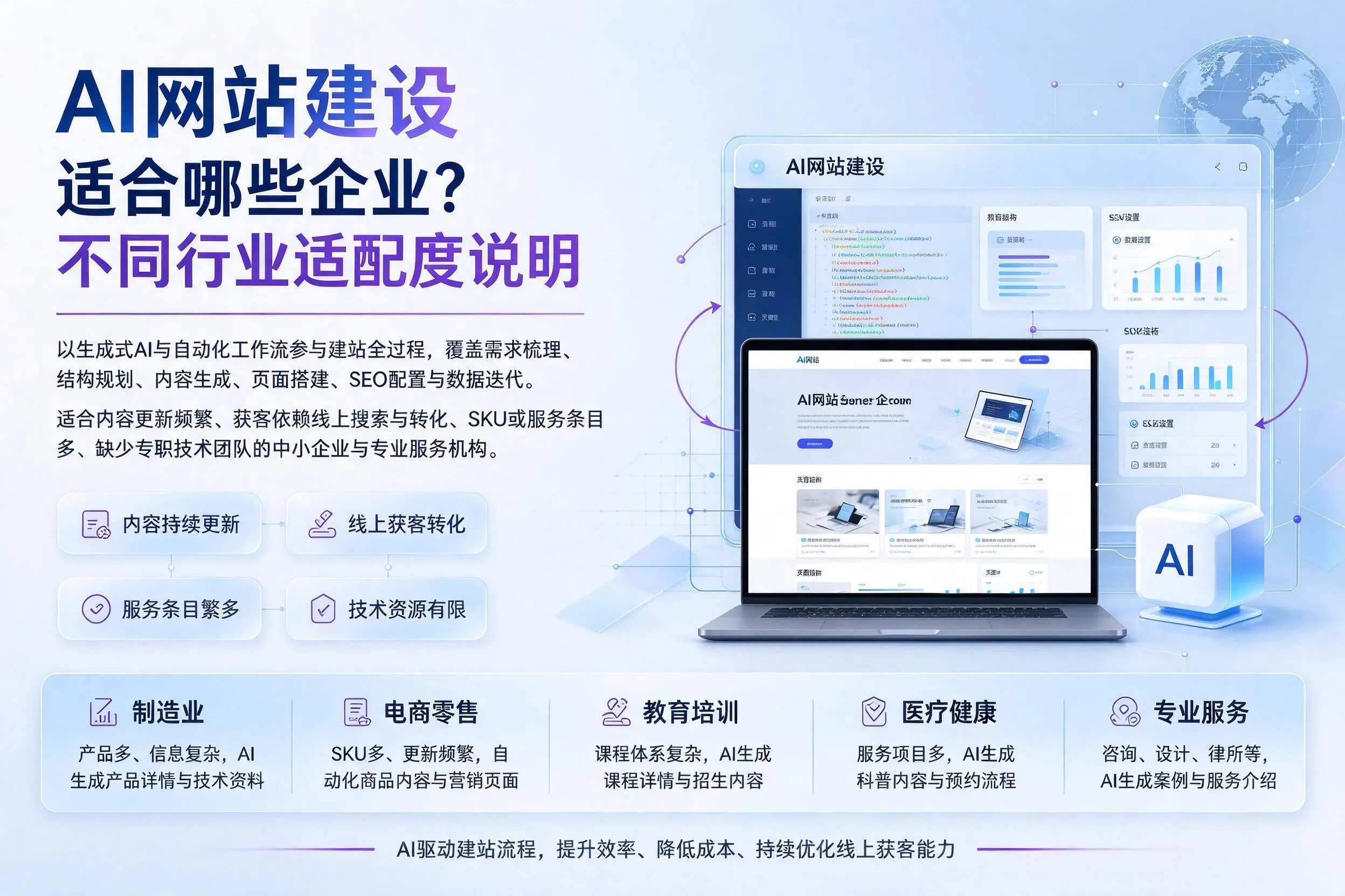 AI网站建设适合哪些企业?大同不同行业适配度说明